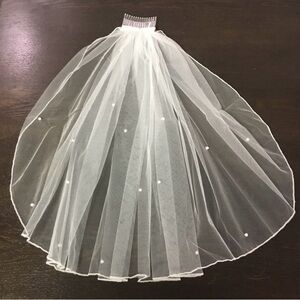 Off-White Veil with beaded tulle For Bride or Flower Girl